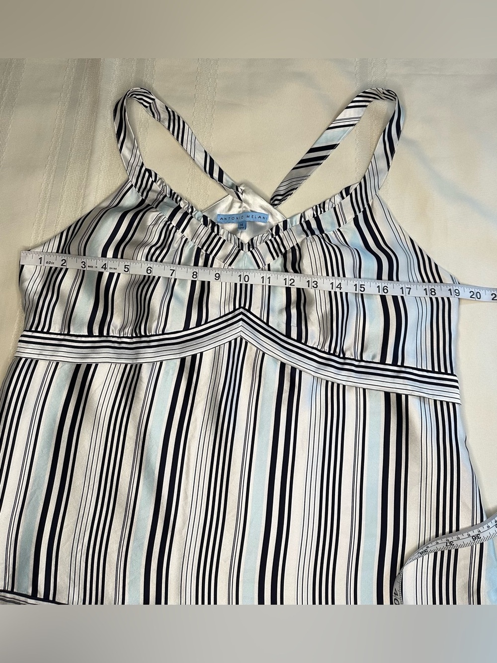 ANTONIO MELANI Silk Top Size 14 Elegant With Crisscross Straps Women’s Top - Picture 8 of 16